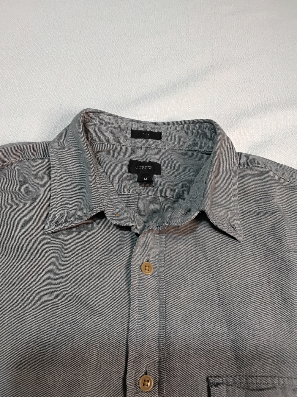 J. Crew Men’s Slim Brushed Light Grey Casual Button-Down Shirt Sz M.